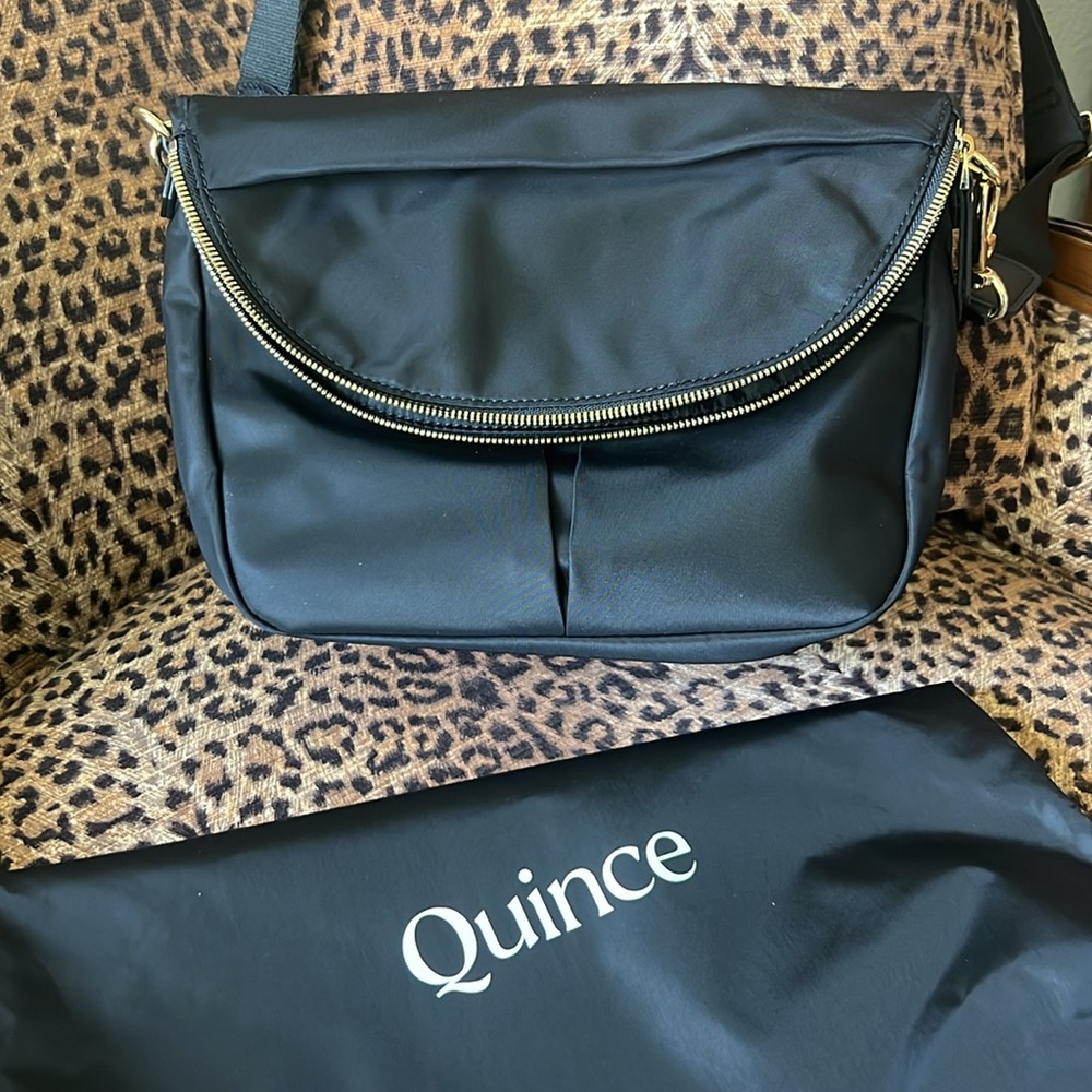 New Quince Revive Nylon Foldover Crossbody - Black